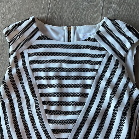 Cache White w/ black net overlay dress. Sz 4 - Picture 8 of 10